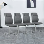 Dining Chairs Set of 4, Modern Dining Chairs with Faux Leather Padded Seat Upholstered High Back Diner Chair with Metal Legs for Kitchen, Living, Bedroom, Dining Room Armless Side Chair, Gray